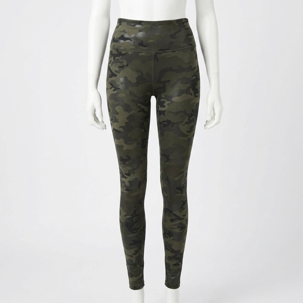 NEW SPANX compression legging with shiny finish in olive camo